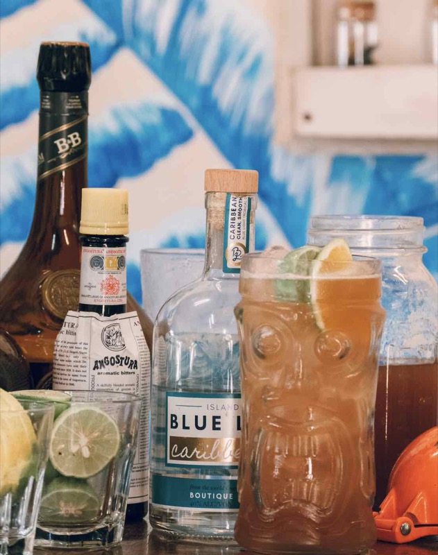 Singapore Sling with Blue Light Caribbean Gin