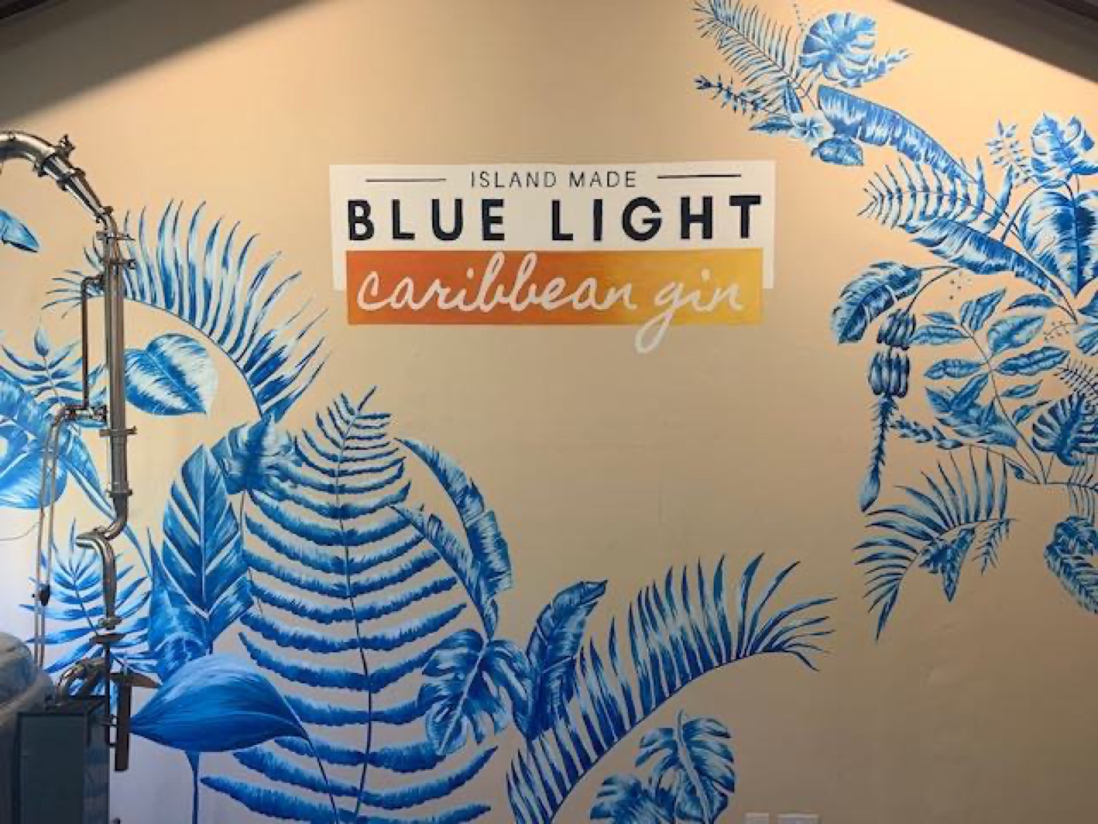 Completed Blue Light Caribbean Gin wall mural