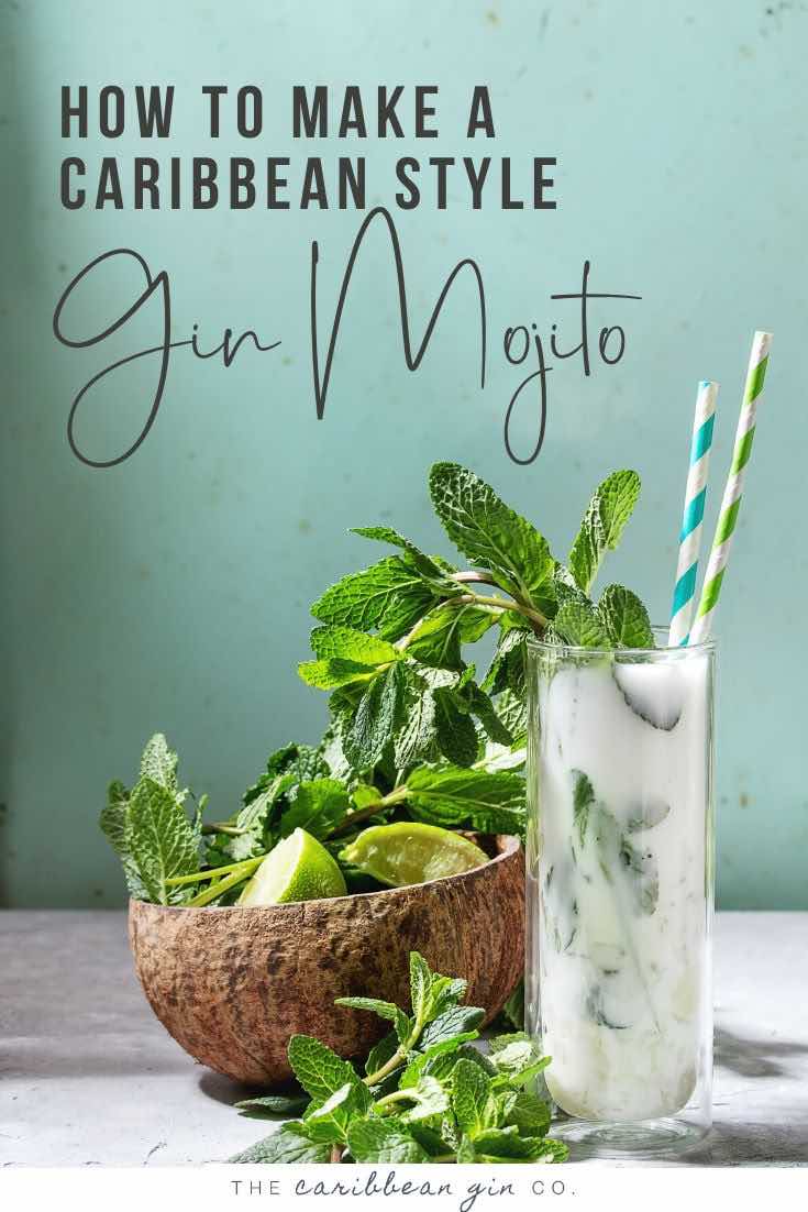 gin mojito with mint leaves