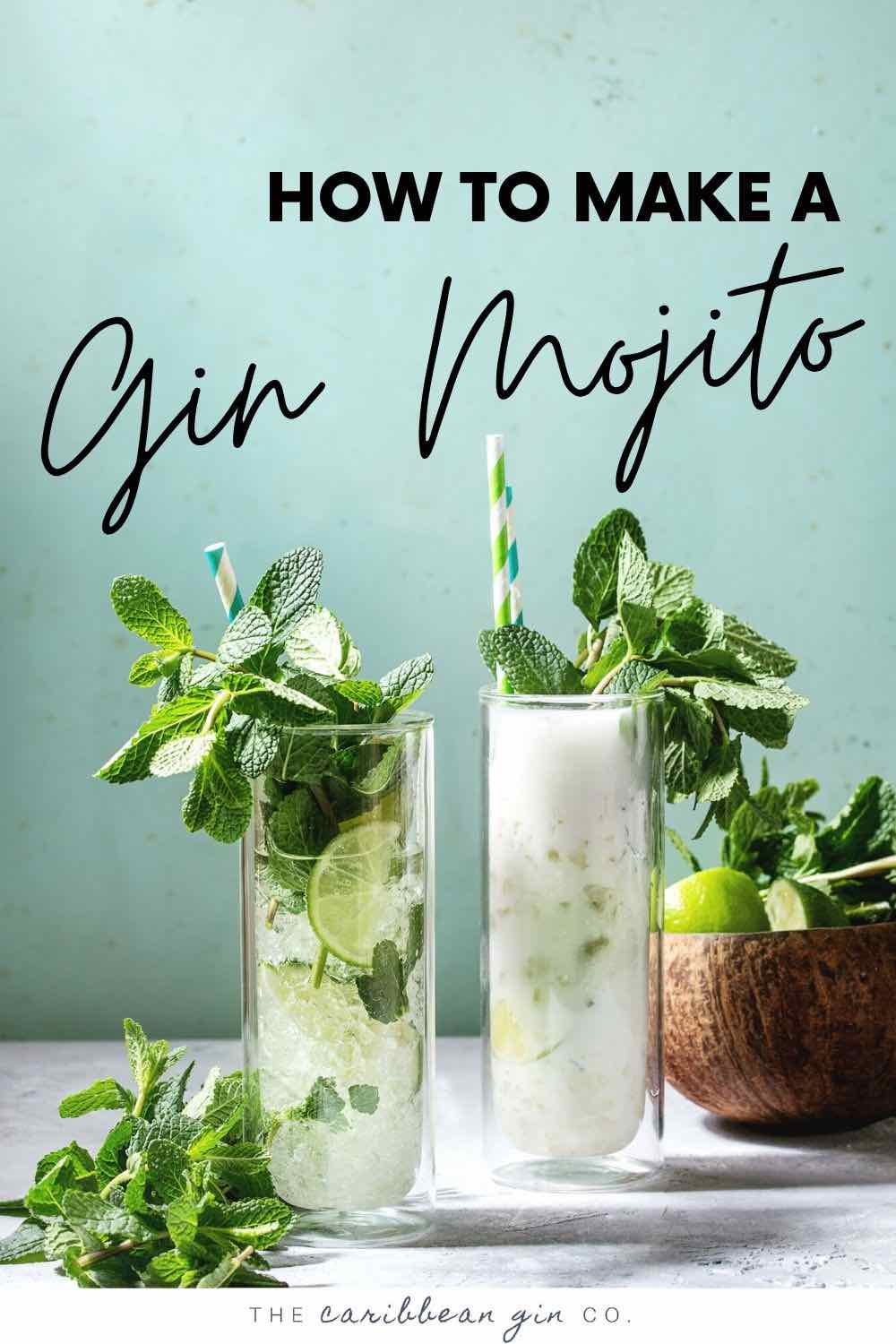 two gin mojitso with mint leaves