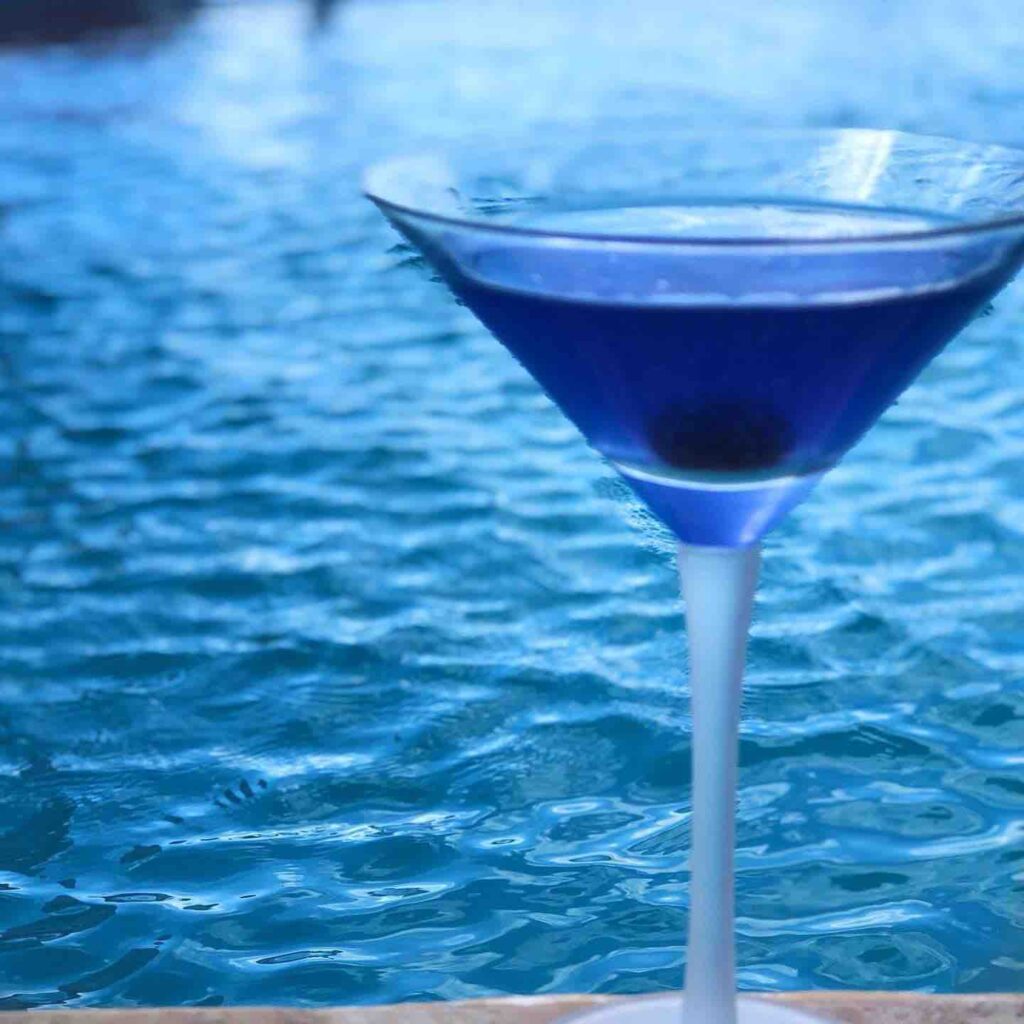 stormy seas cocktail with blue light Caribbean gin