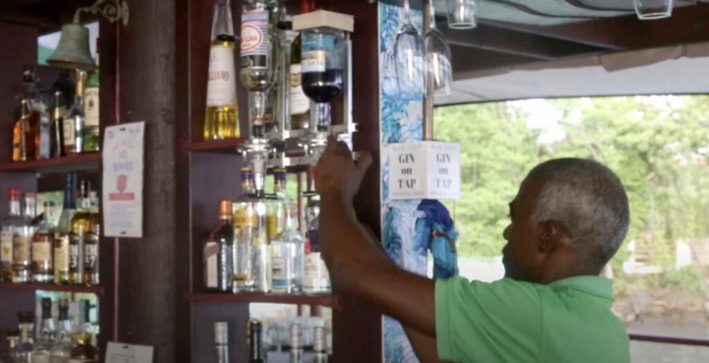 Blue Light Caribbean Gin on tap at dodgy dock