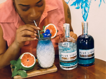 Blue Lit Creamsicle with Blue Light Caribbean Gin