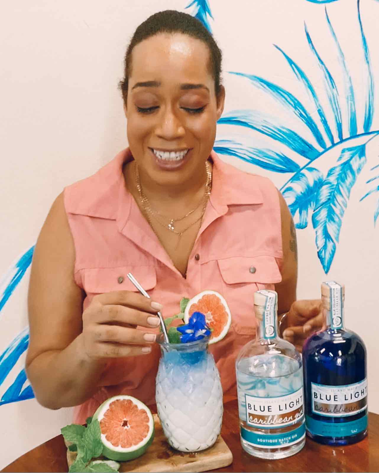 Blue Lit Creamsicle with Blue Light Caribbean Gin