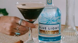 Blue light gin espresso martini
